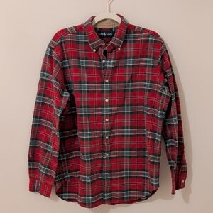 DEAL! Ralph Lauren Men's Red and Blue Plaid Shirt - size large